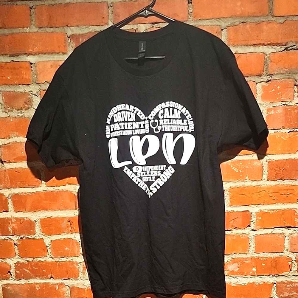 Gildan Black and White Short Sleeve Tee Heart Design